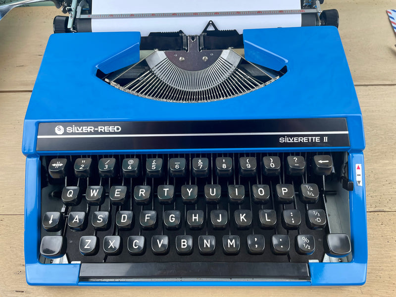 Typewriter,  Blue Silver Reed Silverette II