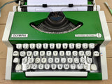Typewriter, Rare Green Olympia Traveller de Luxe