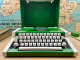 Typewriter, Rare Green Olympia Traveller de Luxe