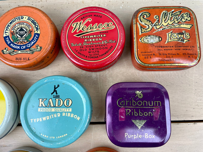 Set of 12 Vintage Typewriter Ribbon Tins
