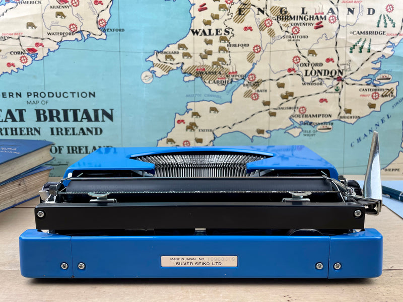 Typewriter,  Blue Silver Reed Silverette II