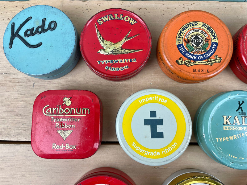 Set of 12 Vintage Typewriter Ribbon Tins