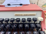 Rare Salmon Pink Imperial No 7 with Book Typeface and Maths Keys