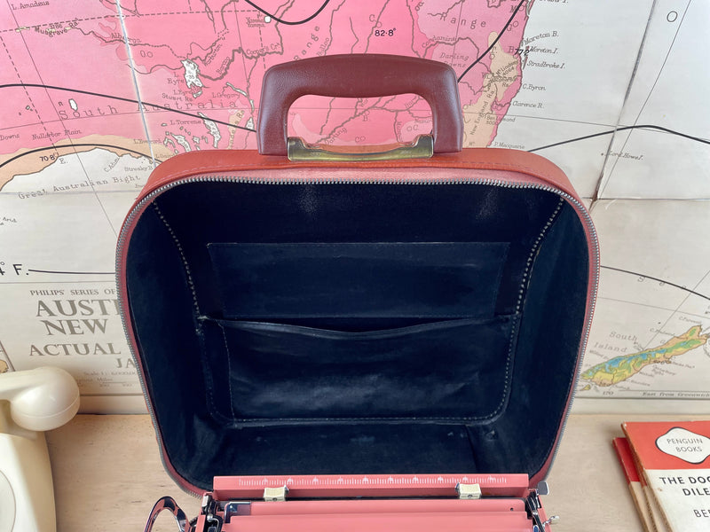 Rare Salmon Pink Imperial No 7 with Book Typeface and Maths Keys