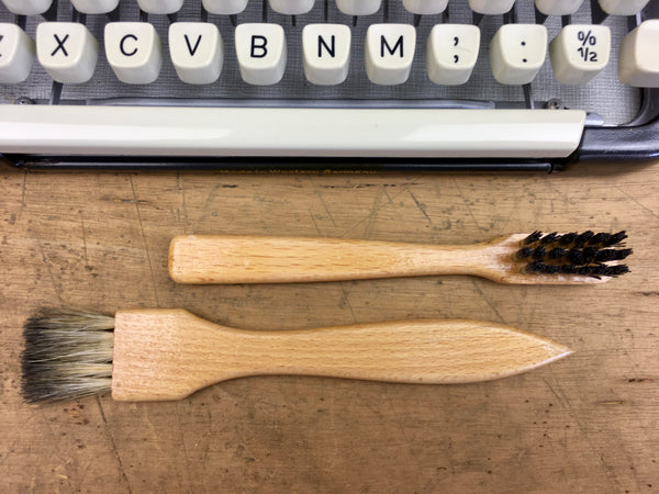 Vintage wooden typewriter brush set from Charlie Foxtrot